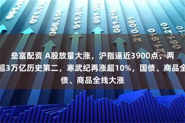 垒富配资 A股放量大涨，沪指逼近3900点，两市成交超3万亿历史第二，寒武纪再涨超10%，国债、商品全线大涨