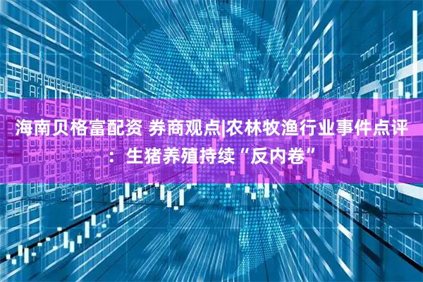 海南贝格富配资 券商观点|农林牧渔行业事件点评：生猪养殖持续“反内卷”